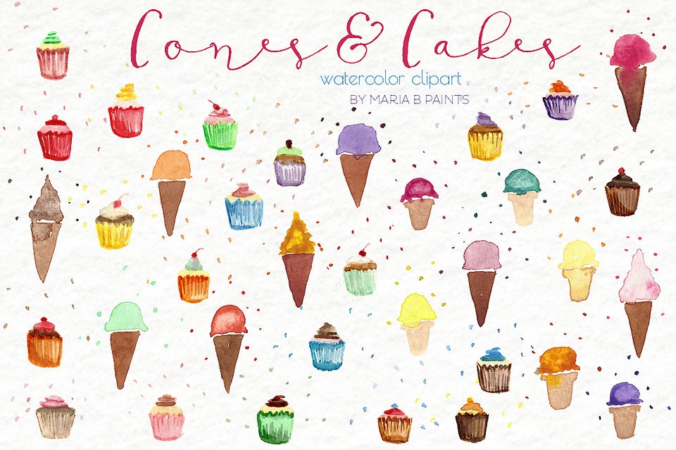 Yummy Ice Cream Clipart Set / Instant Download 14002 