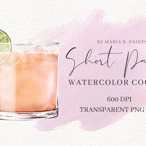 Grapefruit Paloma Short Cocktail Watercolor Clipart, Drink Illustration, Wedding Bar Sign, Pink Cocktail, Gin Drink, Watercolor Cocktails