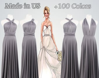 Bridesmaid Gifts,Sliver Gray Dress,Bridesmaid Gift,Set of 4,4 Bridesmaid Dress,Grey Dress,Long dress,Handmade Gifts