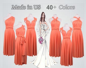 infinity dress coral peach