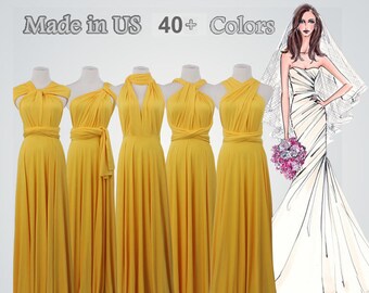 yellow full length dress