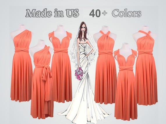 Coral Bridesmaid Dresses Short Infinity Dress Convertible Wrap