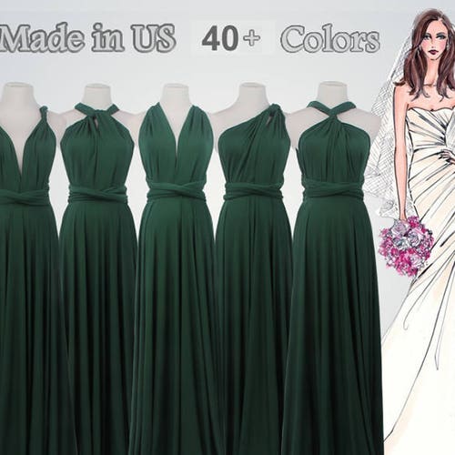 Custom Bridesmaids Dresses Deep Green Bridesmaid Dress Long Etsy