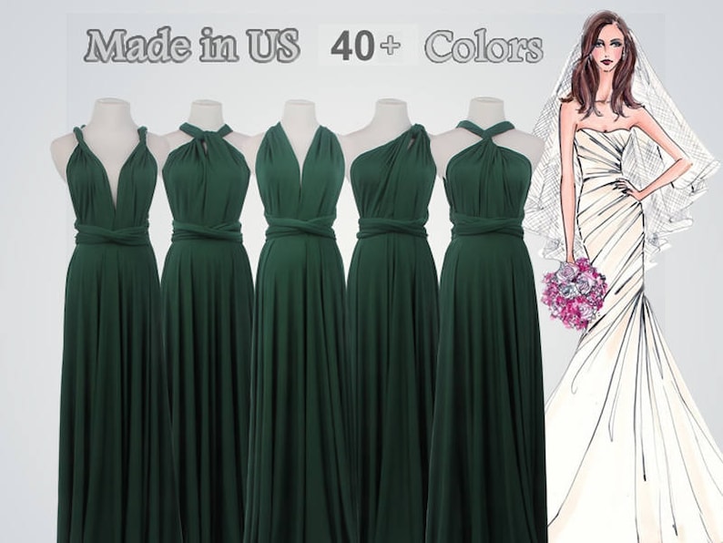 Custom Bridesmaids Dresses Deep Green Bridesmaid Dress Long - Etsy