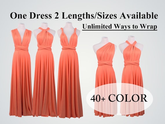 Bridesmaid Dress Coral Long Infinity Dress Short Convertible