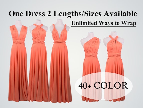 Bridesmaid Dress Coral Long Infinity Dress Short Convertible Bridesmaid  Dress Infinity Dress Long Maxi Dress Wedding Dress Coral Dress 