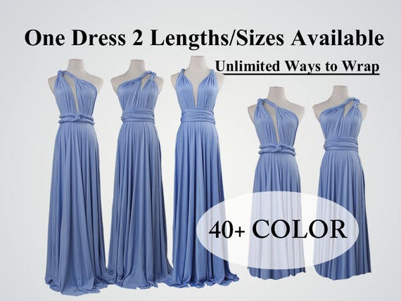 Dark Shy Blue Bridesmaid Dress Long Infinity Dress Short - Etsy
