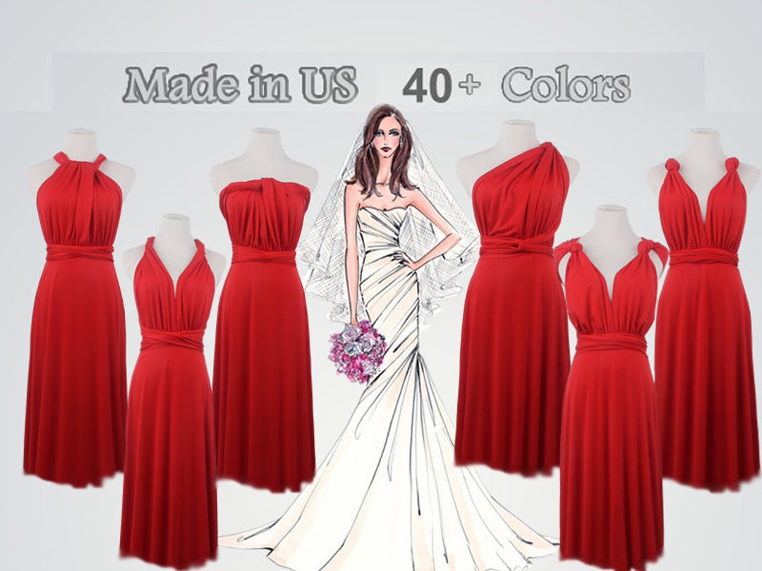 Ruby Red Short Bridesmaid Dress Short Infinity Dress - Etsy