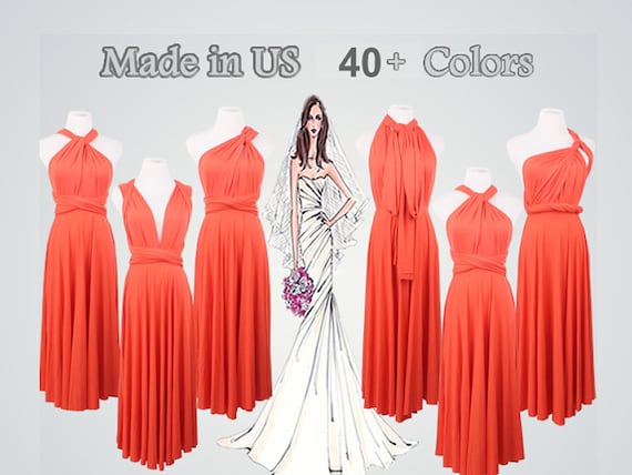 Dark Coral Short Bridesmaid Dress Short Infinity Dress Convertible Dress Coral  Infinity Wrap Dress Special Occasion Womens Dresses -  Canada