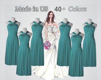 Formal Dress Gown,Bridesmaid Dress,Pine green Infinity Dress,Wrap Convertible Dress,Short Formal Dress