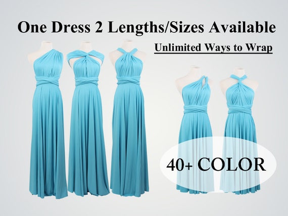 TDY Turquoise Maxi / Short Bridesmaid Convertible Dress 