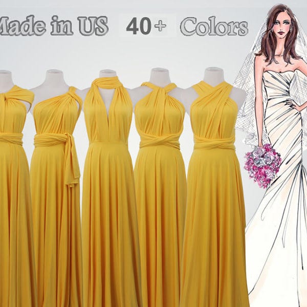 Bright Yellow Prom Dress Long bridesmaid dress infinity bridesmaid dress long infinity dress bridesmaid convertible wrap dress, prom dress