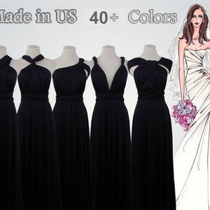 Black long bridesmaid dress infinity bridesmaid dress long infinity dress black bridesmaid convertible wrap dress, prom dress
