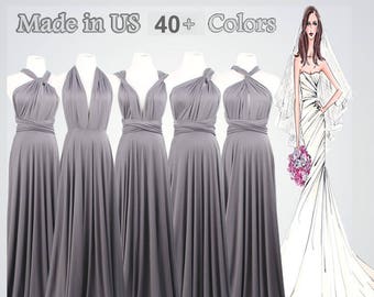 Floor-Length Infinity Dress long bridesmaid dress infinity bridesmaid dress silver grey long infinity dress bridesmaid convertible dress