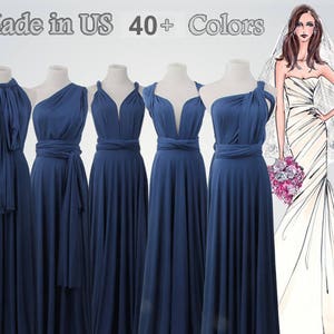 Navy Blue Bridesmaid Dresses,long Infinity Dress,navy Blue Convertible ...