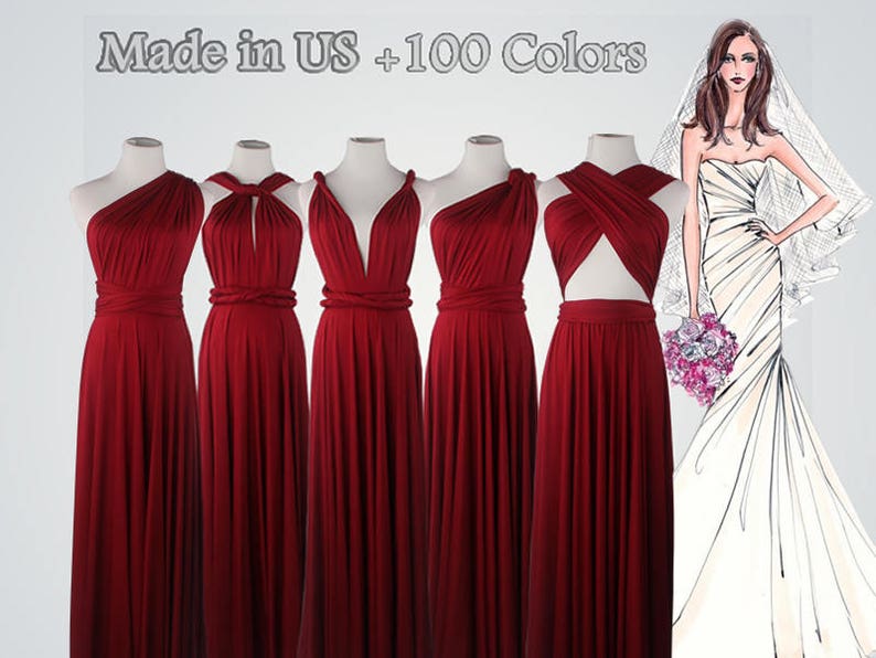 Red Bridesmaid Convertible Dress