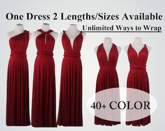 Burgundy Wine Red bridesmaid dress, long infinity dress, short convertible bridesmaid dress, infinity dress long, maxi dress, wedding dress