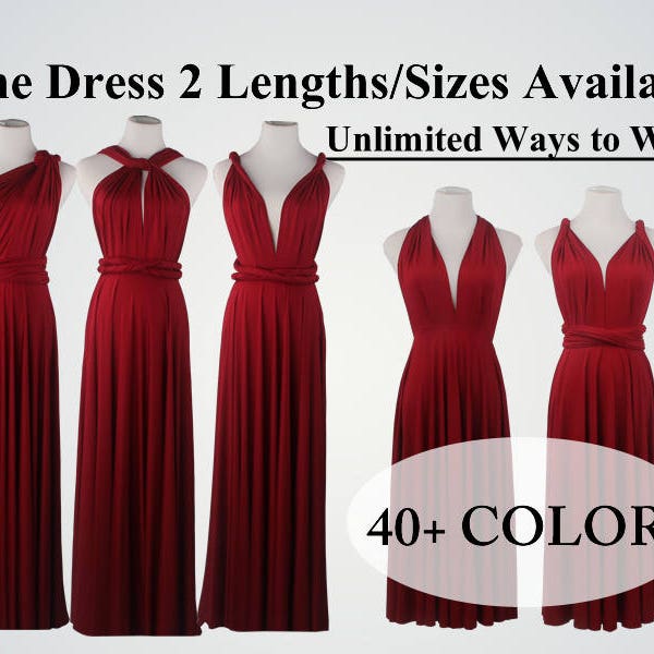 Burgundy Wine Red bridesmaid dress, long infinity dress, short convertible bridesmaid dress, infinity dress long, maxi dress, wedding dress