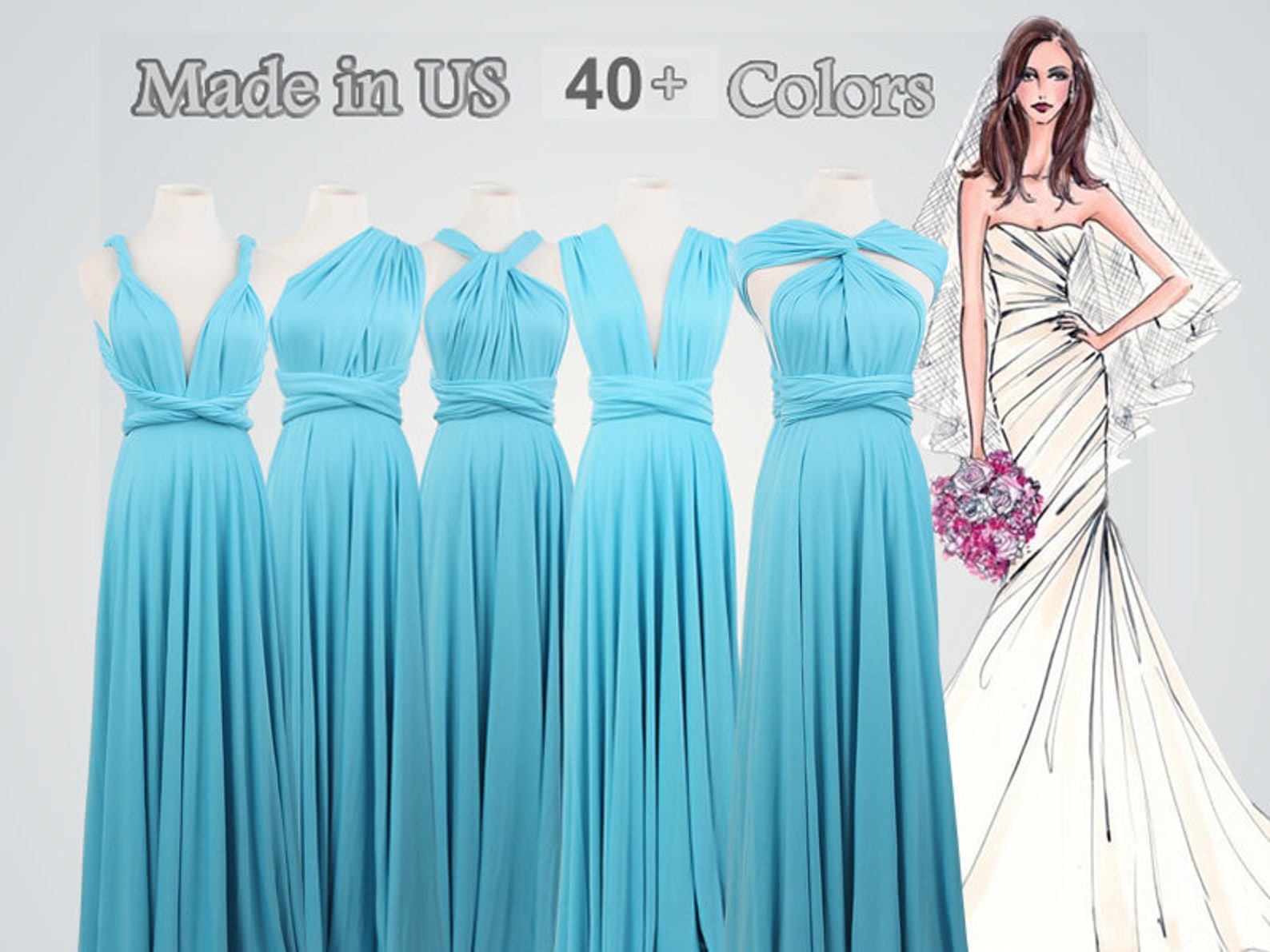 Long Bridesmaid Dress Turquoise Infinity Bridesmaid Dress Long - Etsy