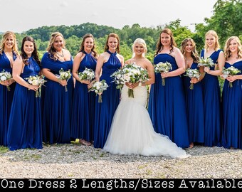 deep blue bridesmaid dress
