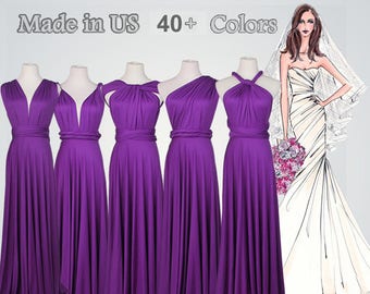 Purple and hotsell white bridesmaid dresses