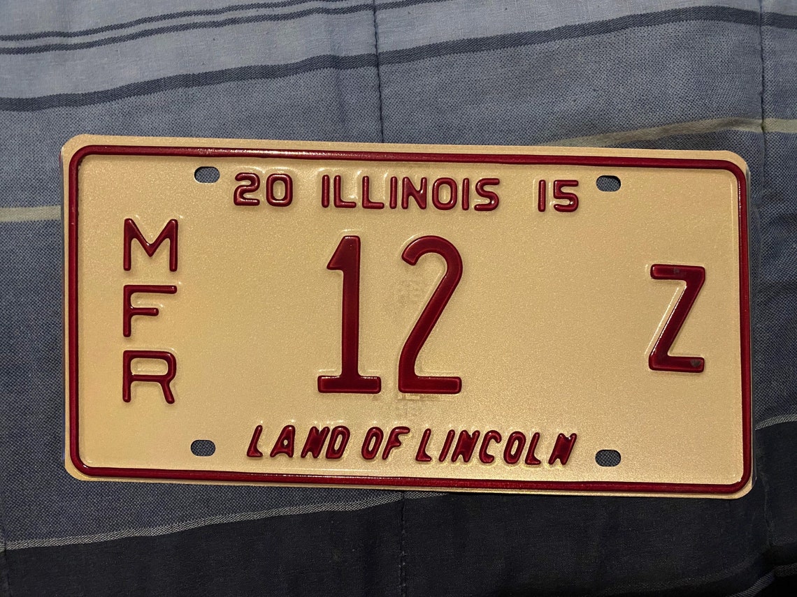 Real USA License plate Illinois MFR 12 Z 2015 manufacturer Etsy