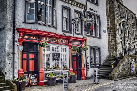 Edinburgh Digital Download, Pub Photo, Bar Photo, Architecture Photo, Restaurant Print, south queensferry, Scotland Photo, Old City