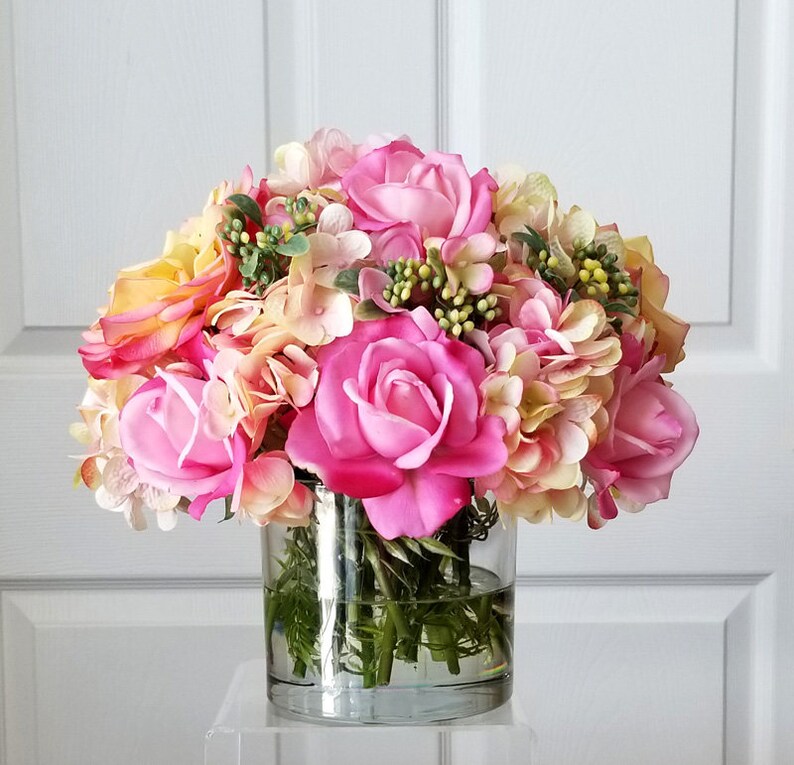 Real Touch Flowers ArrangementSilk Flower ArrangementSilk Etsy