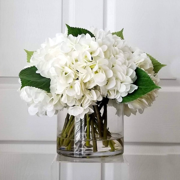 Faux White Flowers in Vase Etsy