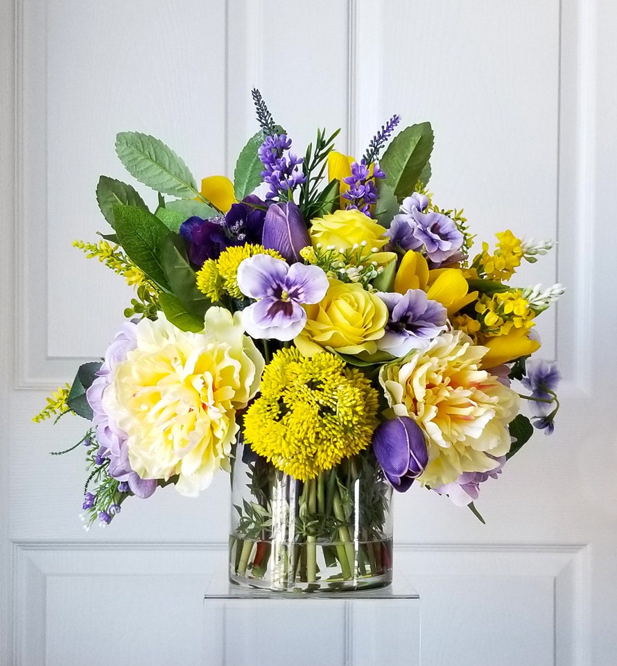 Yellow silk flower arrangements deals