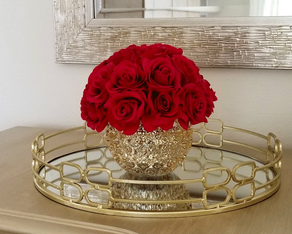 Real Touch Rosesflower Arrangementsilk Flowers in Home Etsy