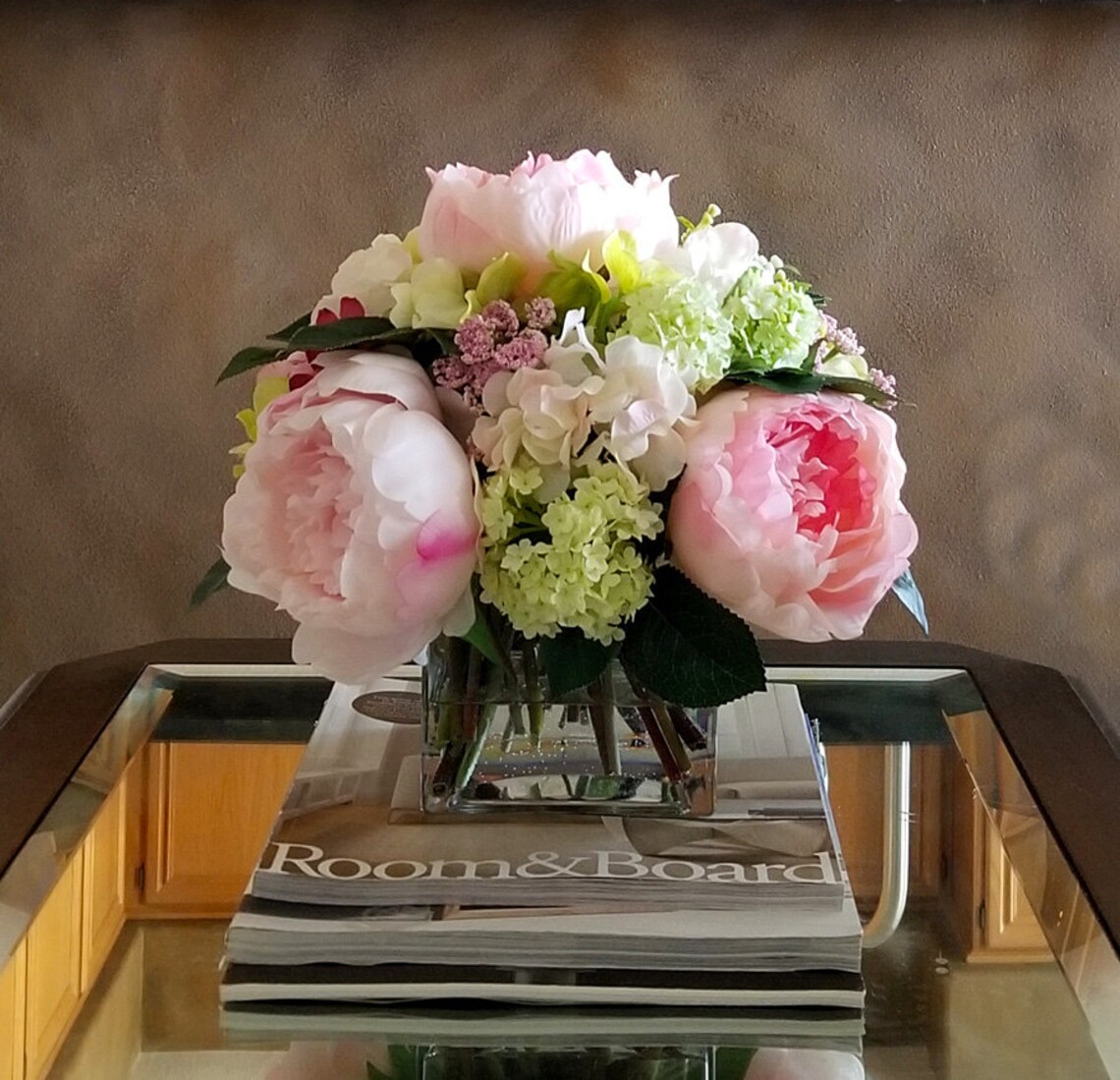 Real Touch Peoniespink Floral Arrangementpink Peonies Etsy