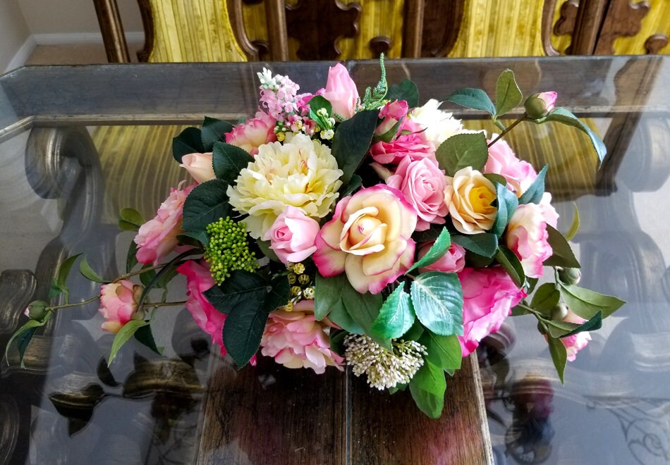 Real Touch Flowers Arrangementsilk Flower Arrangementsilk Etsy