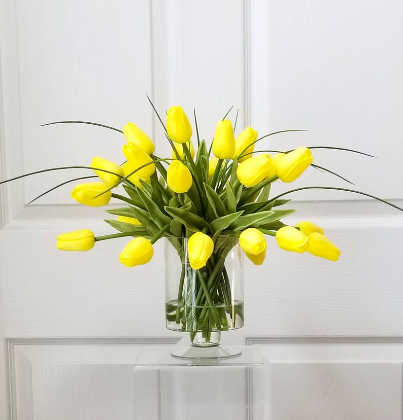 Yellow Real Touch Flowers Centerpieceyellow Tulips Spring Etsy