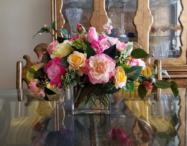 Real Touch Flowers Arrangementsilk Flower Arrangementsilk Etsy