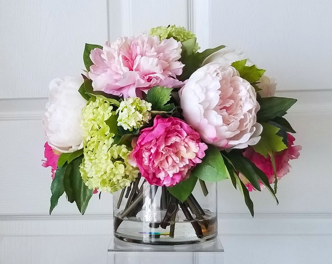 Large Real Touch Peonies Centerpiece pink Floral Etsy