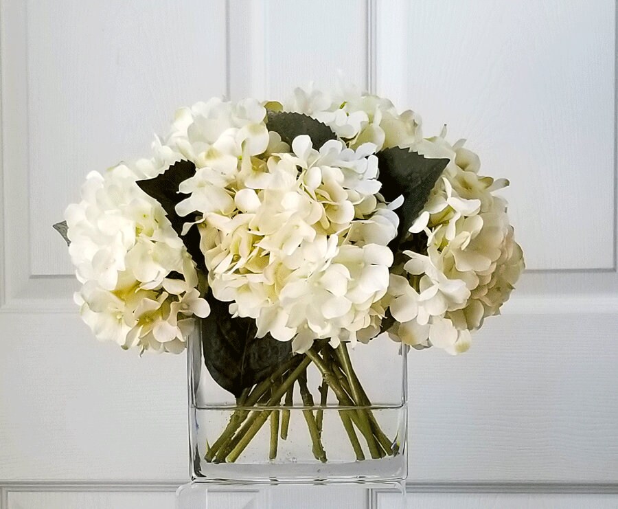 SILK White&cream Hydrangea Arrangement-modern Farmhouse - Etsy