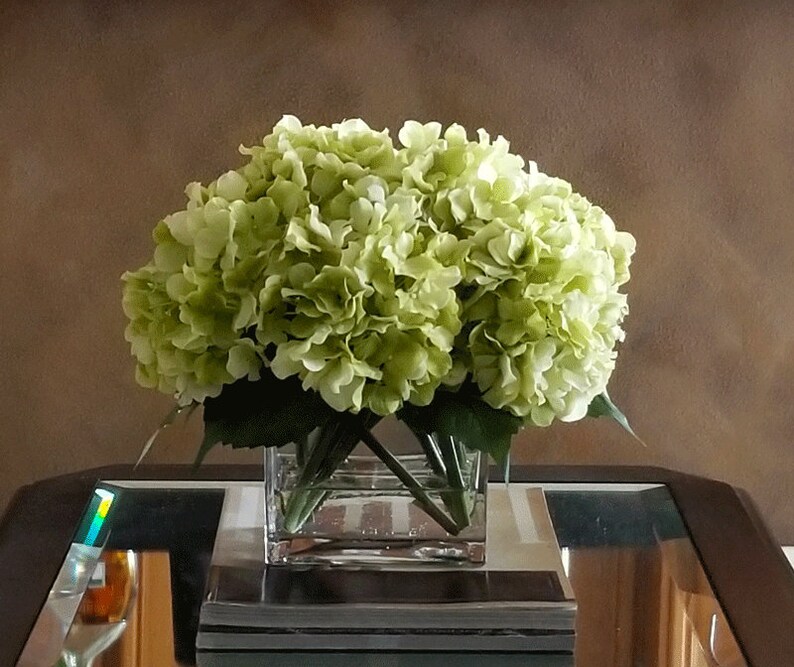 Green Silk Hydrangea ArrangementModern Farmhouse Floral Etsy