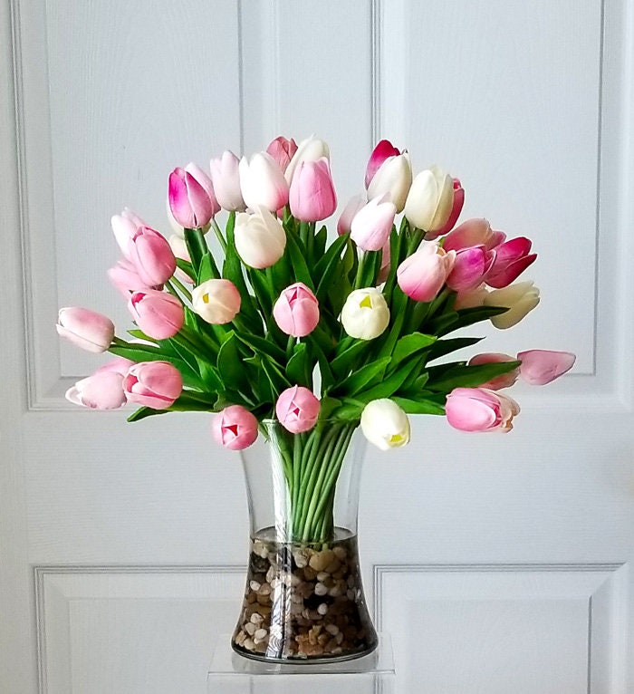 Silk Flowers Arrangement-faux Real Touch Tulips - Etsy