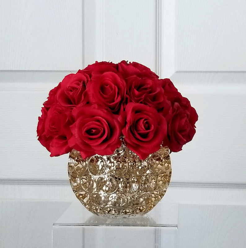 Real Touch Rosesflower Arrangementsilk Flowers in Home Etsy
