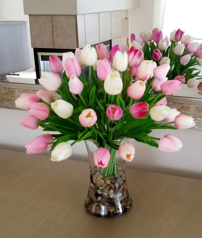Silk Flowers Arrangementfaux Real Touch Tulips Etsy