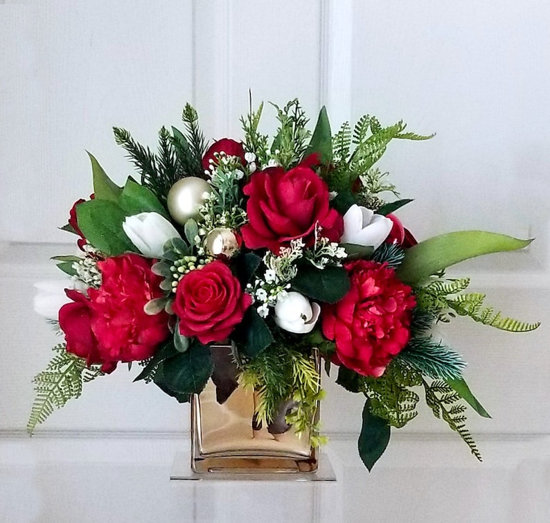 Christmas Flower Arrangementchristmas Centerpiecechristmas Fake