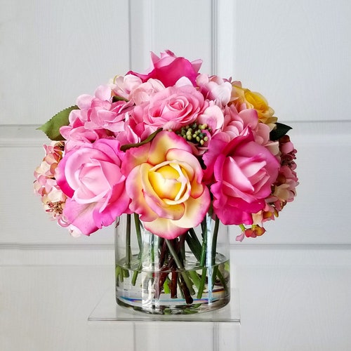 Real Touch Flowers Arrangementsilk Flower Arrangementsilk Etsy