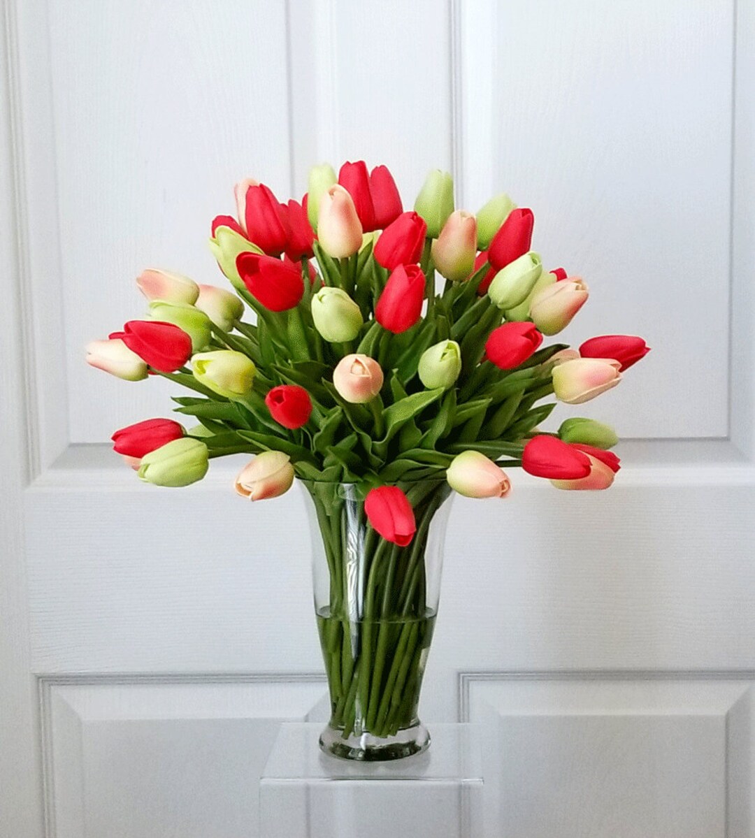 Real Touch Flowers Centerpiecered Tulips Spring Table Arrangementred