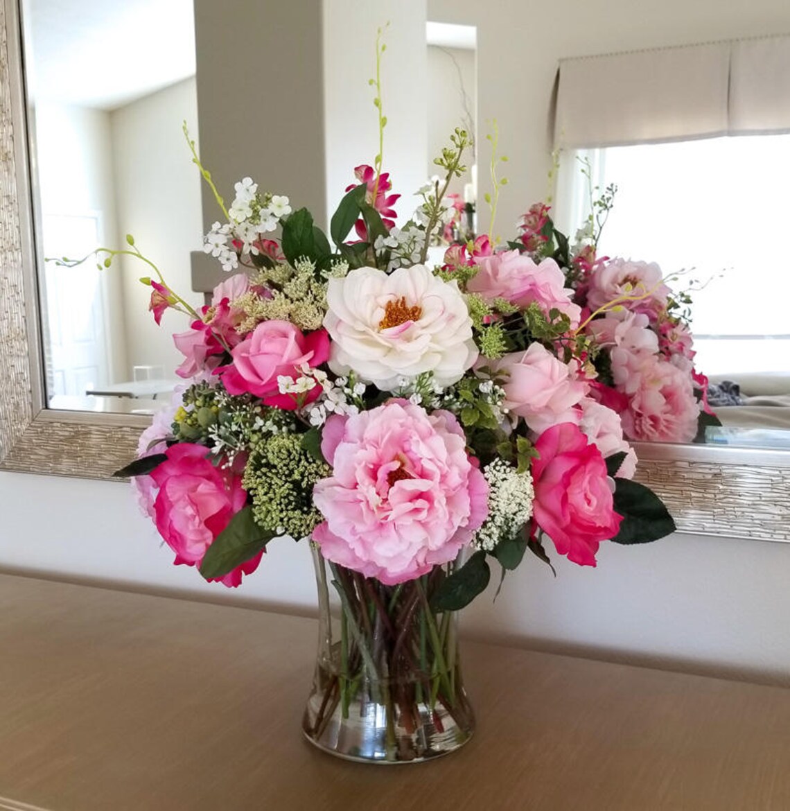 Large Diningroom Centerpiecelarge Real Touch Peonies Etsy