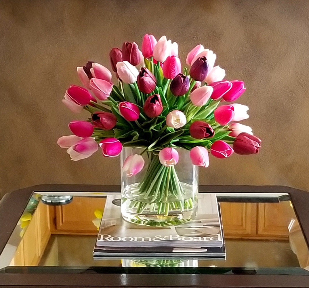 Real Touch Flowers Centerpiecefaux Floral Arrangement Etsy