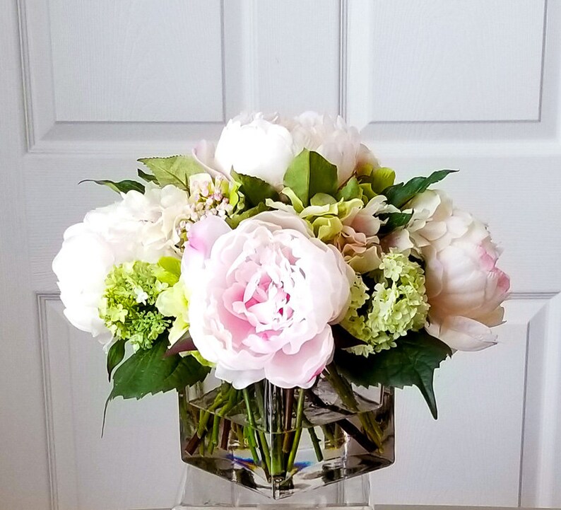 Real Touch Peoniespink Floral Arrangementpink Peonies Etsy
