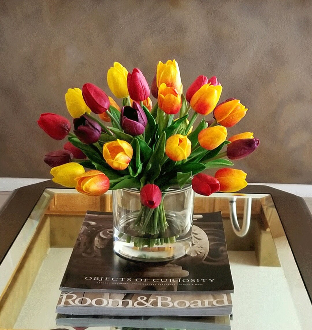 Real Touch Flowers Centerpieceorange/red Faux Floral Arrangement