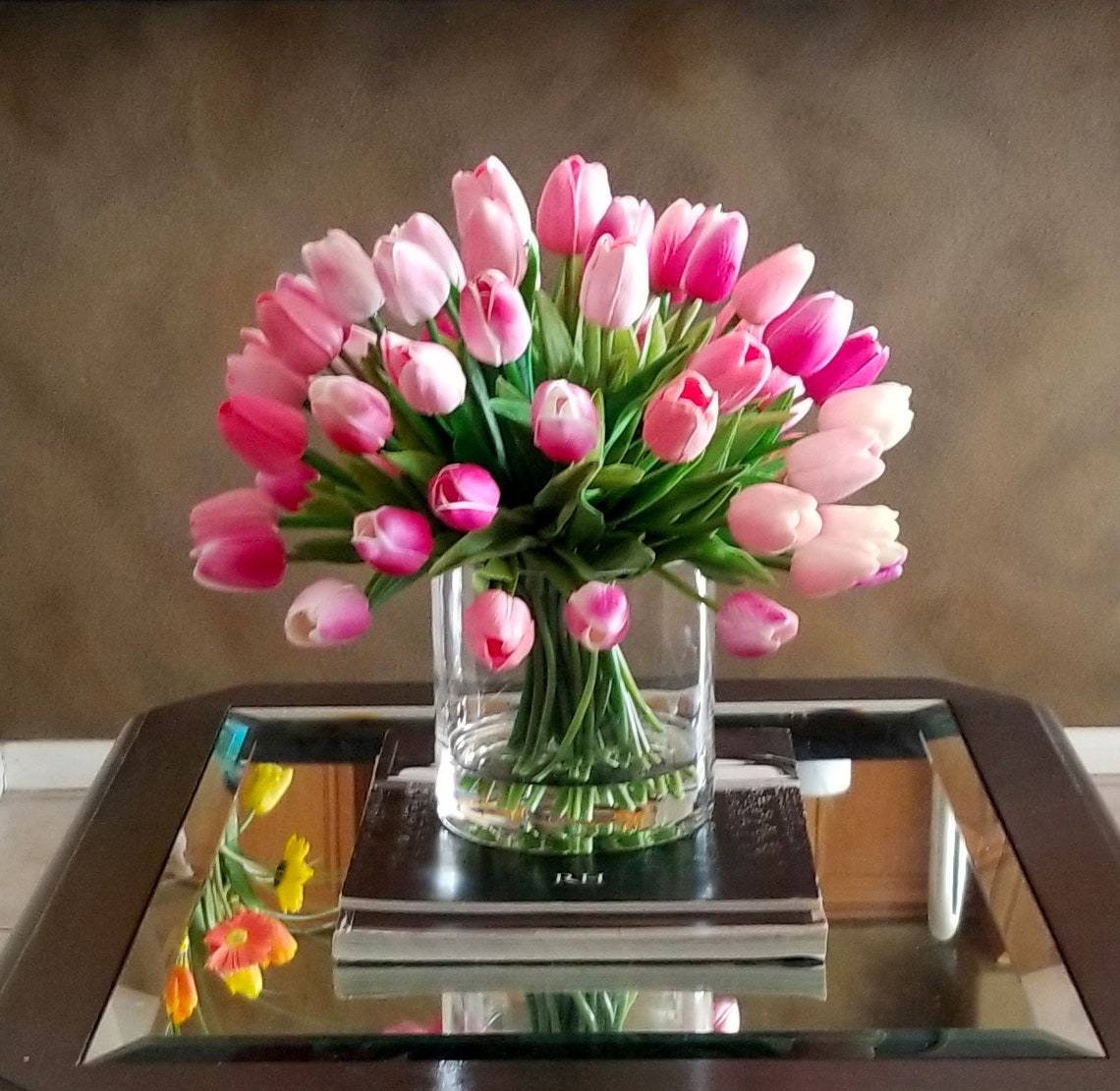 Real Touch Flowers Centerpiecefaux Floral Arrangement Etsy