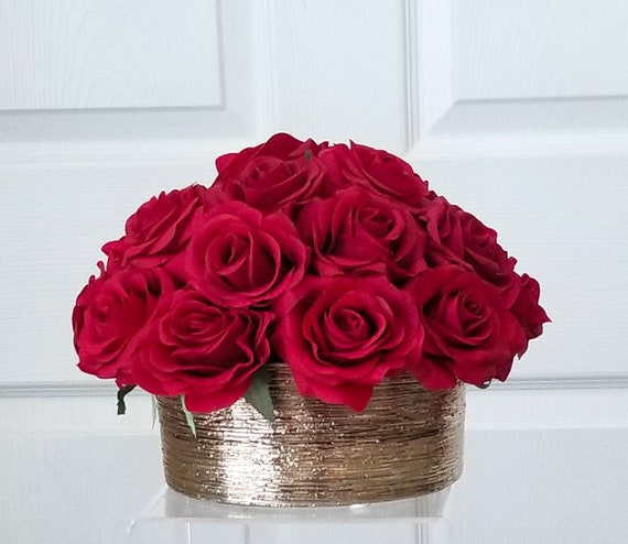 Silk Red Roses Centerpiece